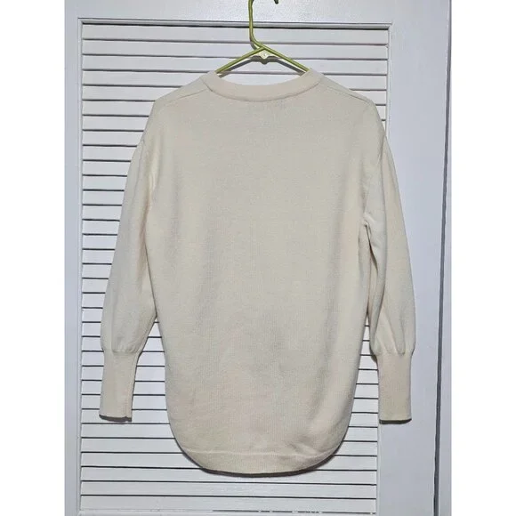 Cedric Charlier Women's Ivory Wool Cashmere High-Low Sweater Pullover Sz 6 3176 - Picture 9 of 13